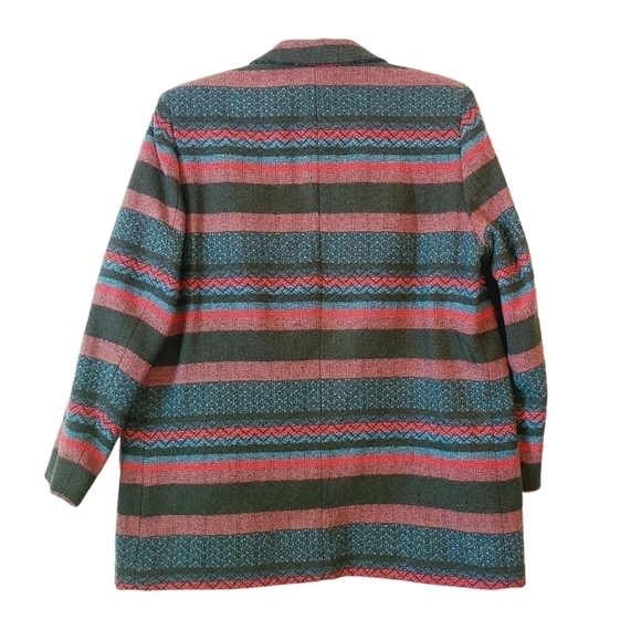 Lawrence Bruce | Women's Vintage Wool Blend Striped Blazer (Size 12 Petite) - Picture 13 of 13
